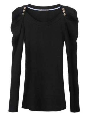 Black color women shirt with metallic button - Click Image to Close